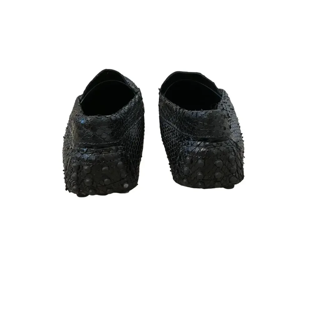 M Gemi The Felize Moccasin Loafer Sz 40 US 9 Black Snake Preppy Designer‎ Italy